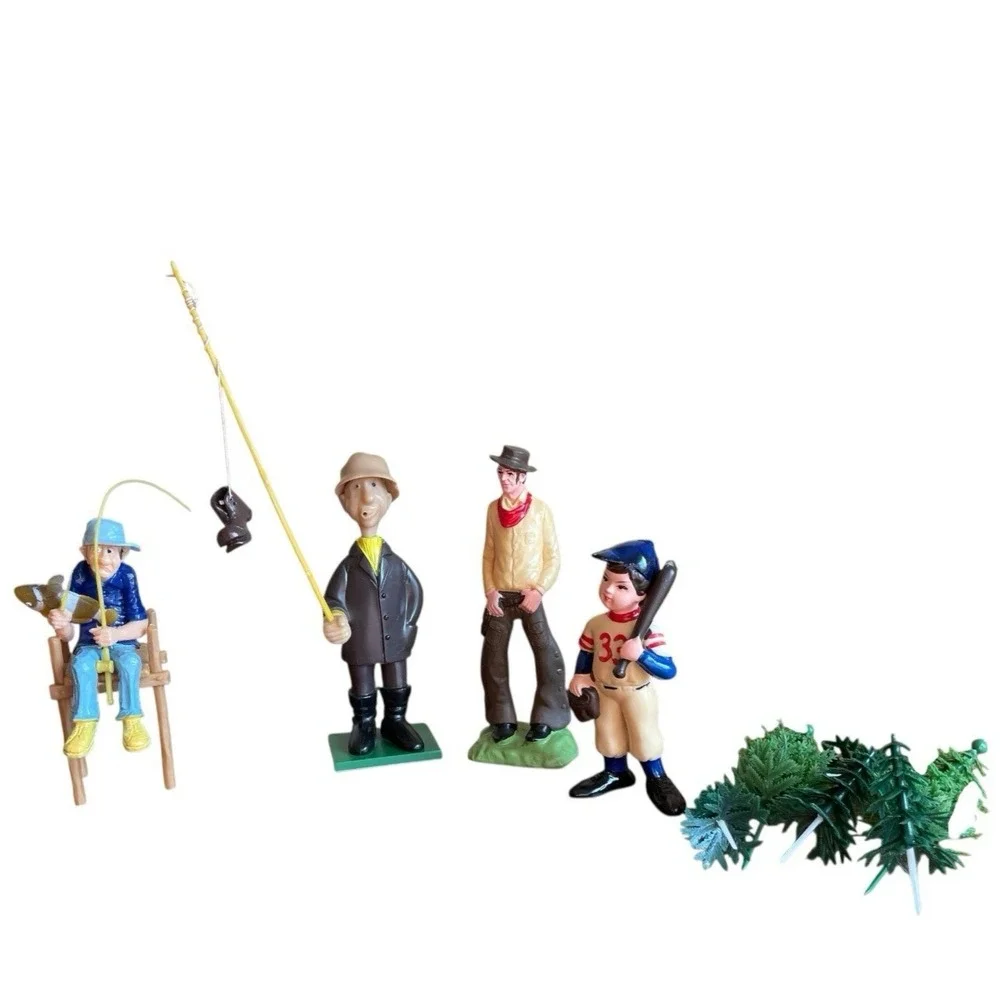 4 Wilton Cake Toppers Cowboy Man on Pier Old Man‎ Fishing Boot Baseball Player